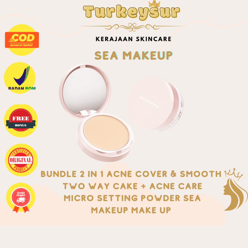 Sea Makeup Bundle  2 in 1 Acne Cover & Smooth Two Way Cake + Acne Care Micro Setting Powder Sea Make