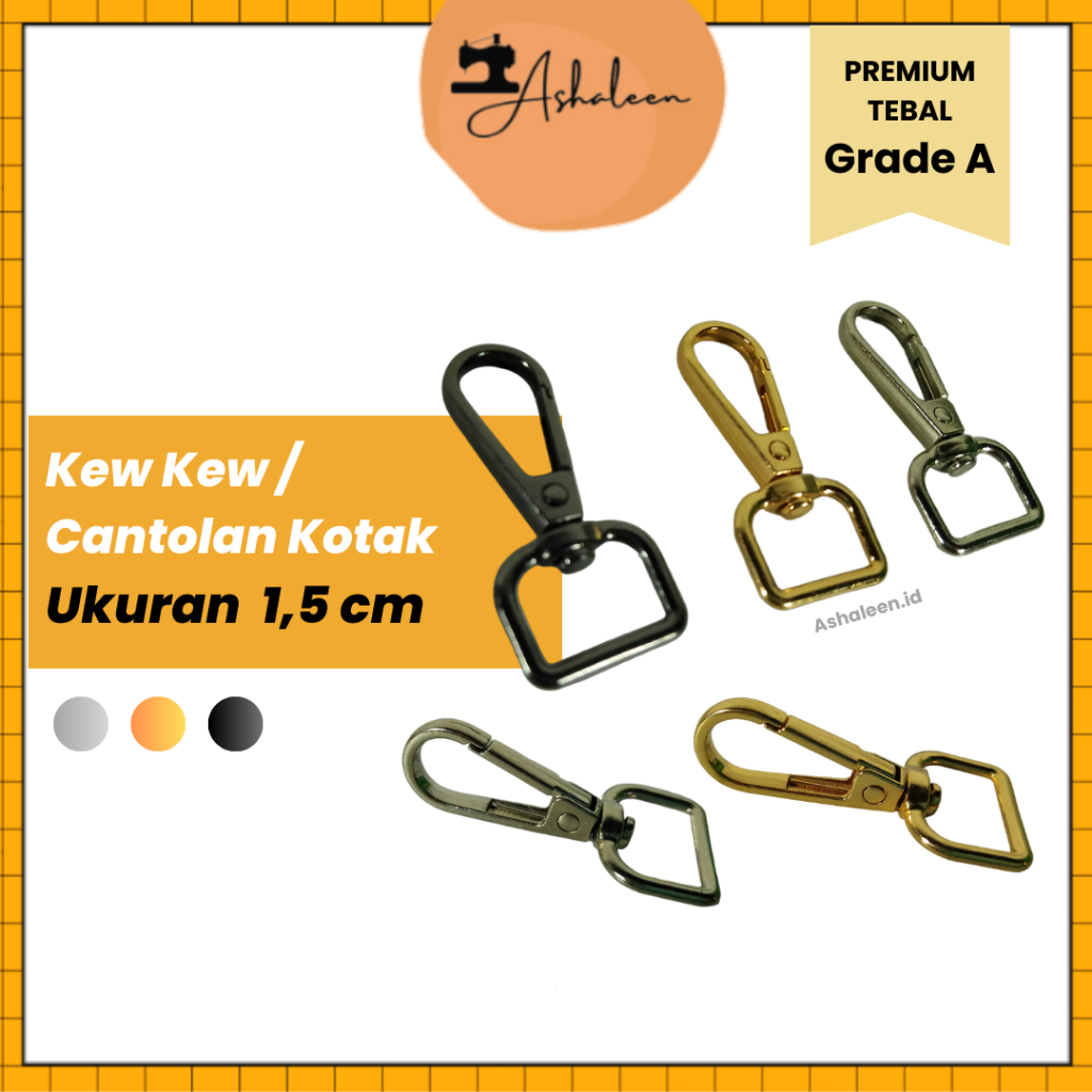 

Pengait Cantolan 1,5 cm / 15 mm / 1.5 cm Kew Kew GRADE A Tebal Premium Centelan Tali Lanyard ID Card Kawat Kait Gold Hitam Silver