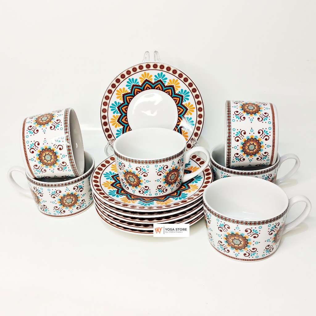Cangkir Keramik Kopi Motif Marakesh Kedaung Home  - 12 Pcs