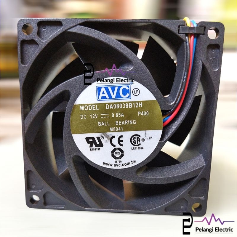 Fan Dc 12V 0.85A 8x8 cm AVC  Model DA08038B12H Ball Bearing