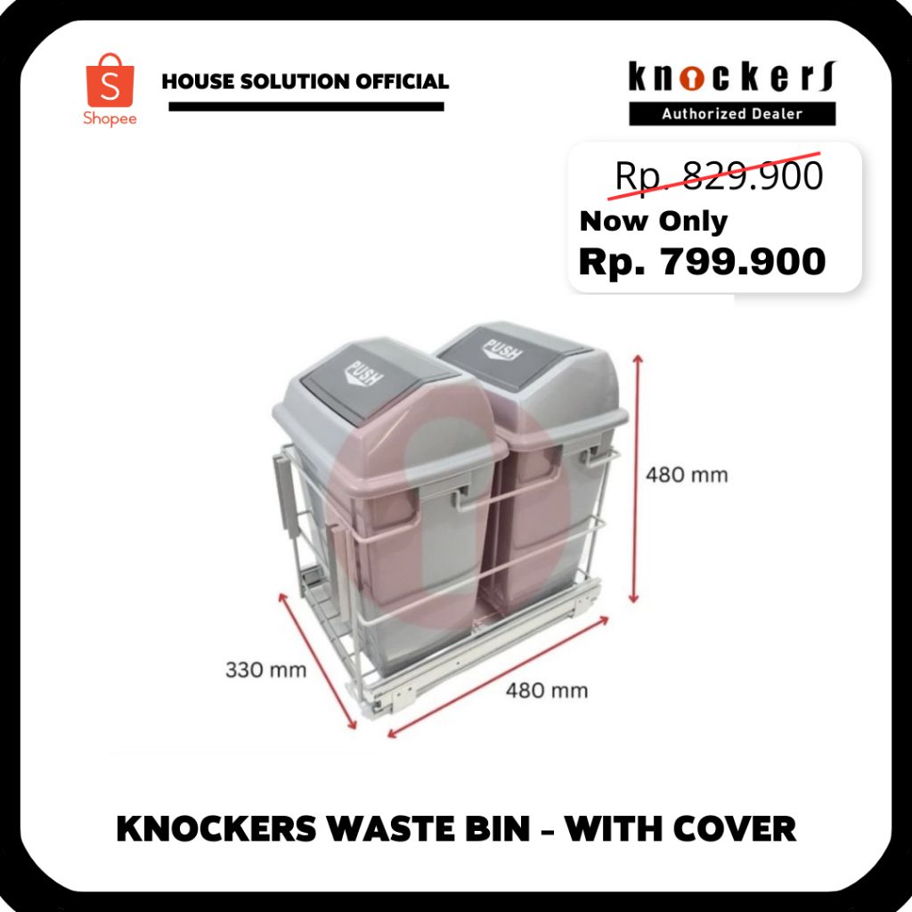 Knockers Kitchen Cabinet Waste Bin WB-NSC Knockers