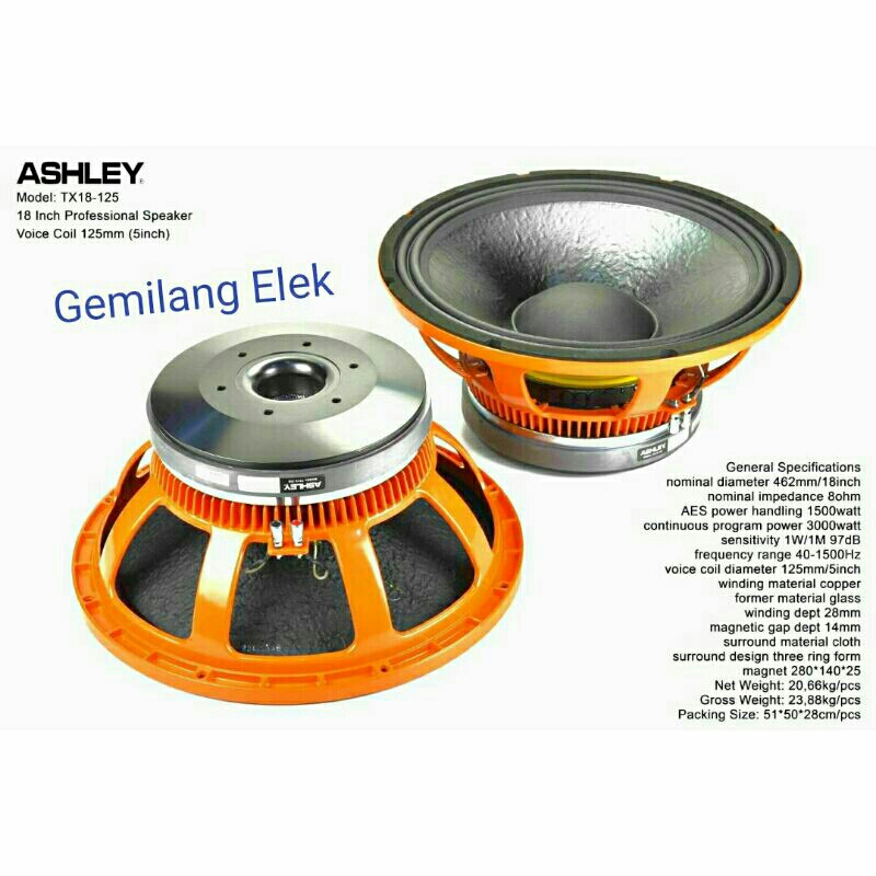 Speaker ASHLEY 18 inch TX18-125 Original