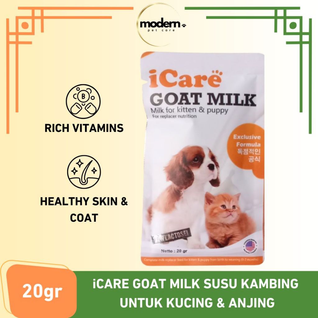 ICARE Goat Milk Susu Kambing untuk Kucing dan Anjing Sachet 20gr