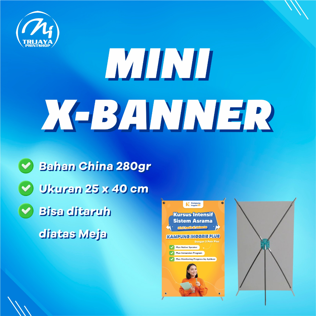 MINI X-BANNER MEJA BANNER CHINA 280GR HIGH RESOLUTION MURAH