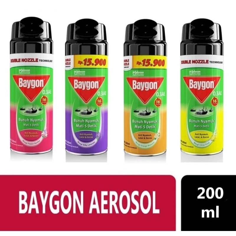 Baygon Aerosol 200ml | Obat Nyamuk Spray Baygon 200ml