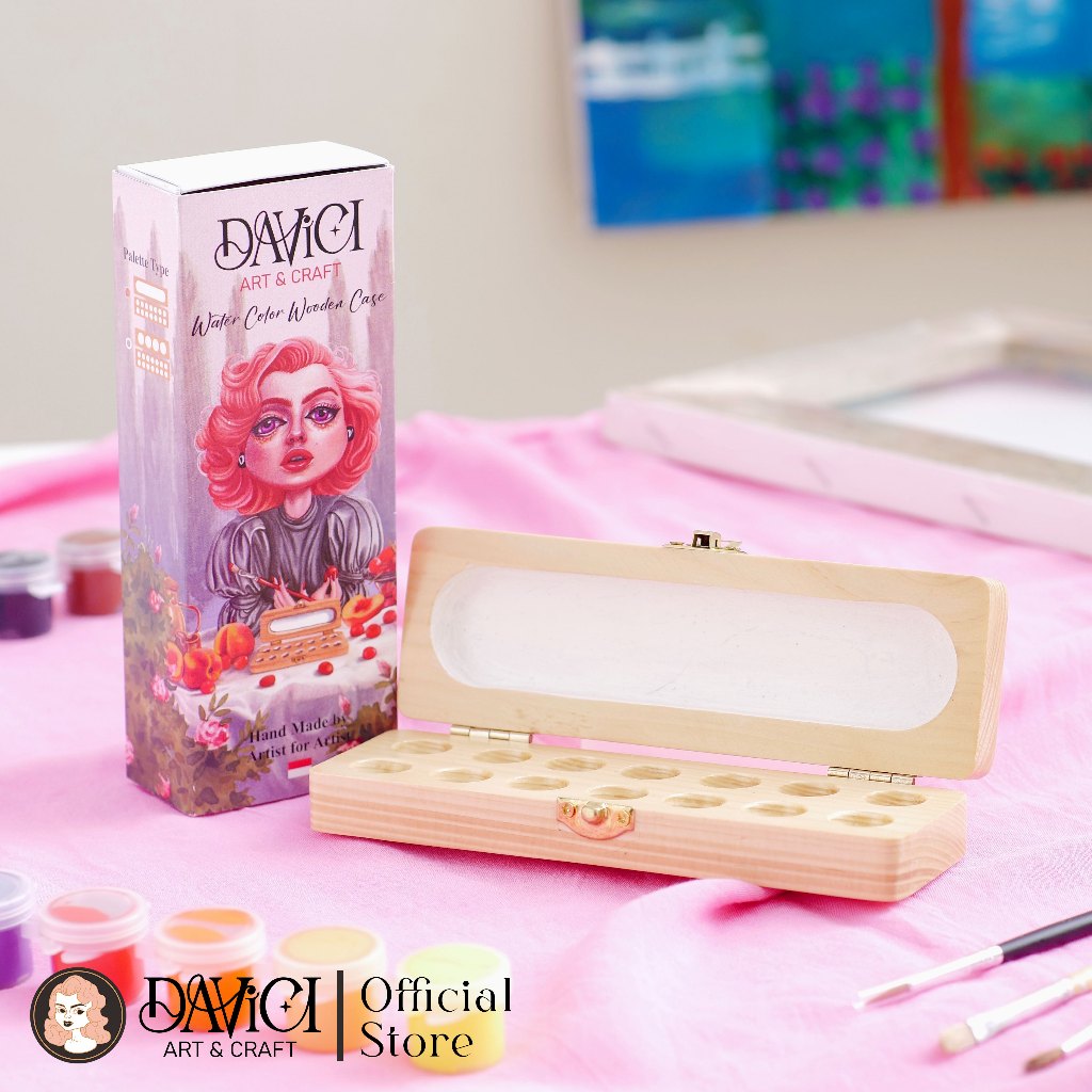 

DAVICI Handmade Wooden Palette Watercolor / Palet Kayu Lukis Watercolor 02