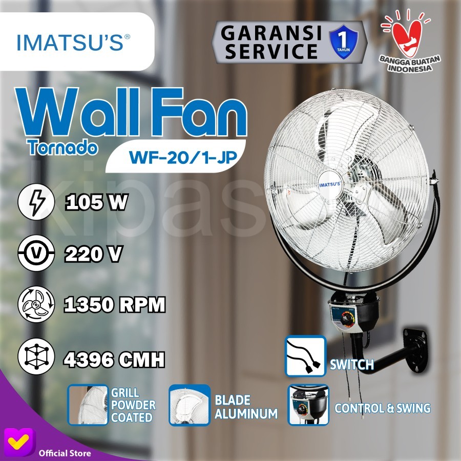 Wall Fan Tornado / Kipas Angin Dinding Tembok Besi 20" Inch WF-20/1-JP
