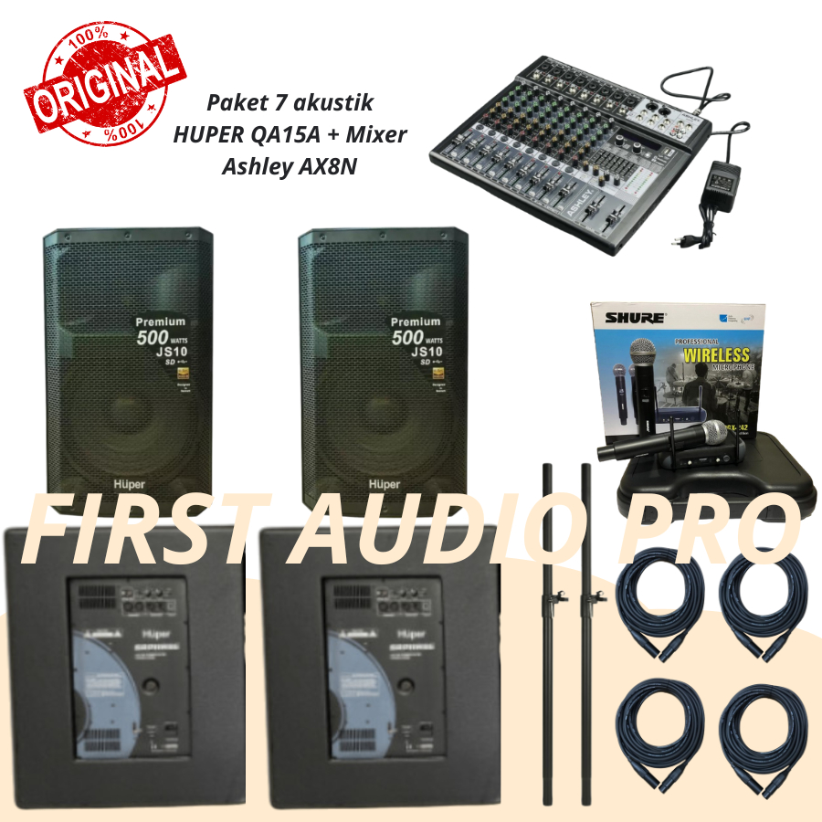 Paket Komplit 7 Akustik CAFE Huper JS10 + Mixer Ashley AX8N ORIGINAL