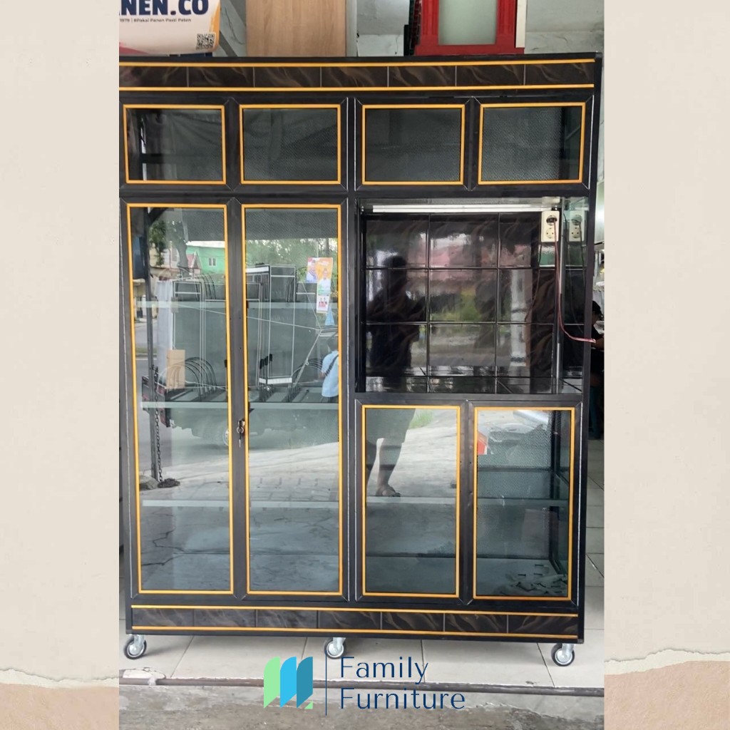 Lemari Rak Piring Aluminium Tempahan Jumbo 4 Pintu Magicom