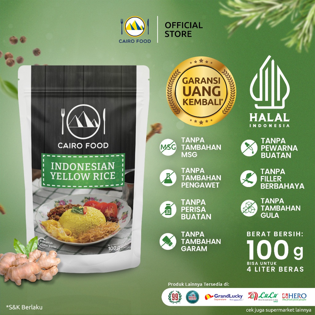 

Bumbu Nasi Kuning Sehat – Tanpa MSG, 100% Rempah Murni | Cairo Food - 100 Gram