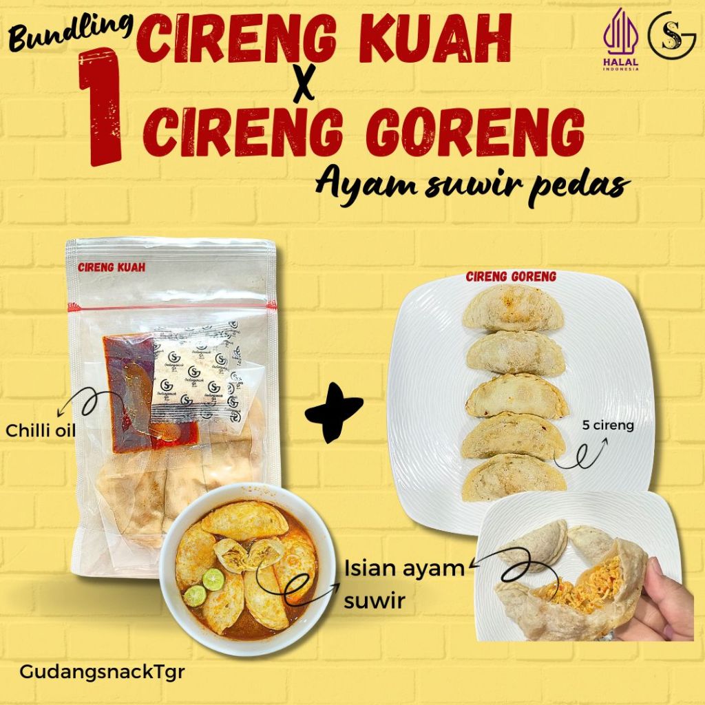 

Bundling 2 Cireng Kuah X Cireng Goreng Ayam Suwir Pedas GudangsnackTgr