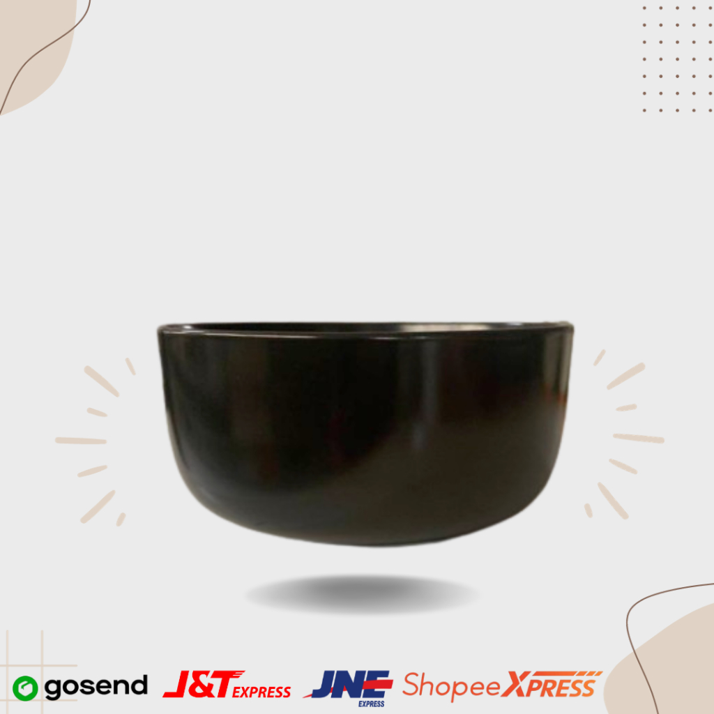 MANGKOK SAJI KERAMIK HITAM POLOS GLOSSY FULL BLACK