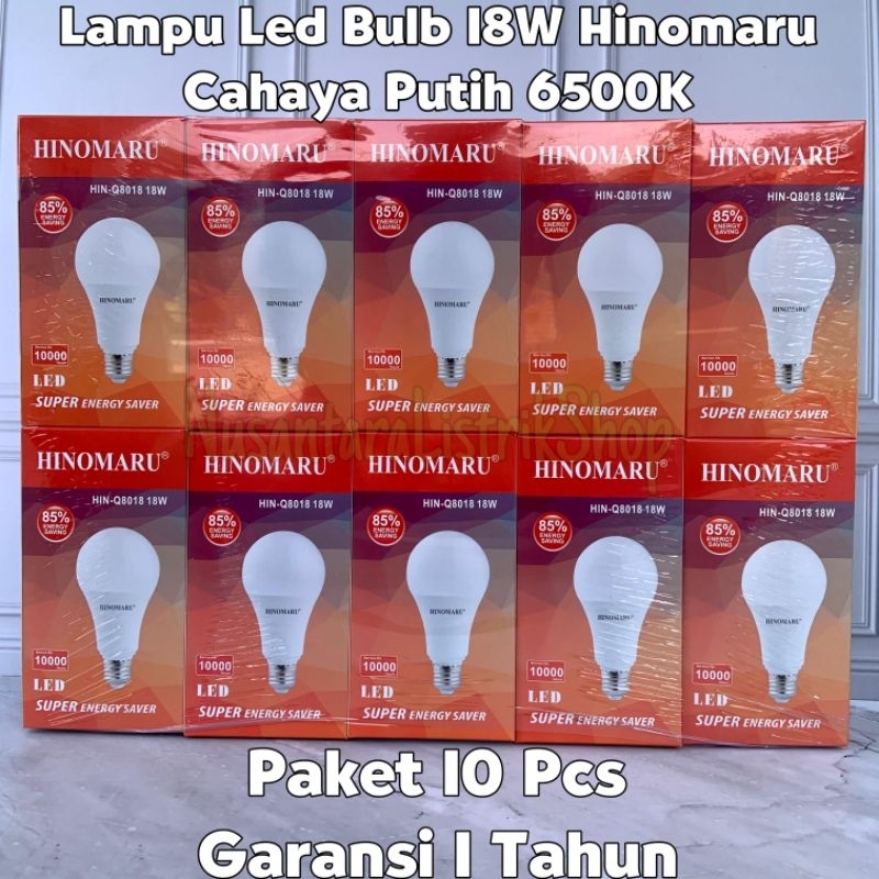 Paket 10 Pcs Lampu Led Hinomaru 18 Watt HIN-Q8018 18W Cahaya Putih 6500K
