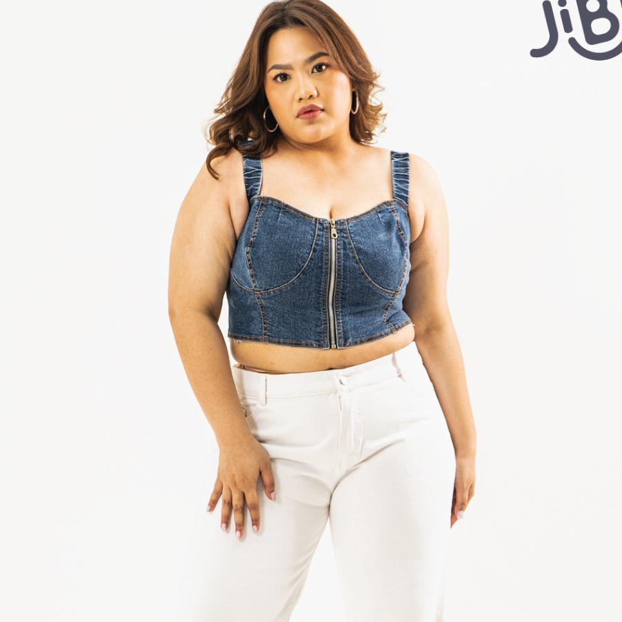 88 JIBI  Bleu Bralette  Atasan Crop  Tank top denim  BIG SIZE