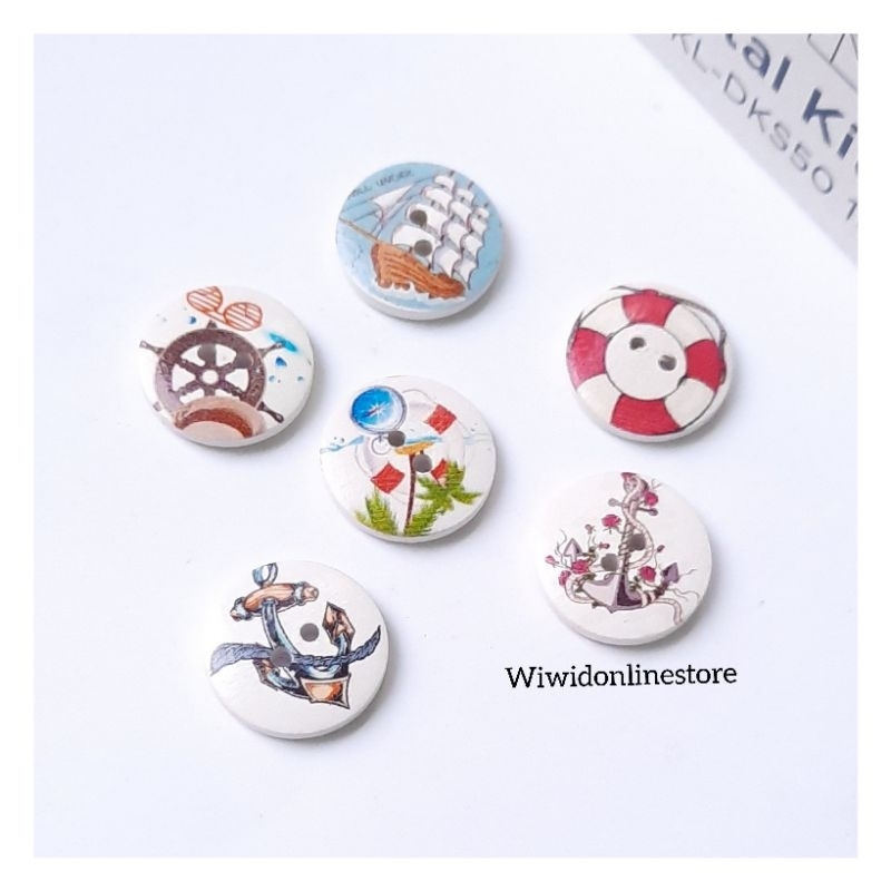 (5 biji) KANCING KAYU HIAS 2 cm 01