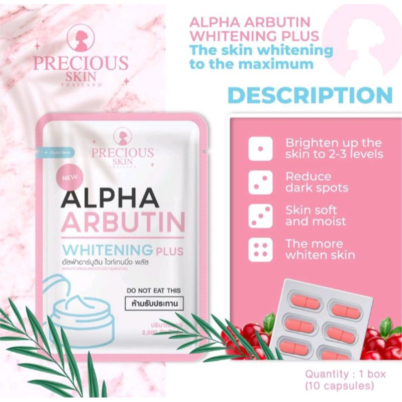 Precious Skin Alpha Arbutin Whitening 3 Plus Collagen Kapsul 25g