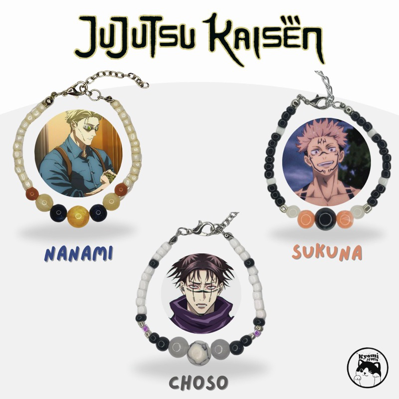 Gelang Anime Jujutsu Kugisaki Nobara | Kaisen Ryomen Sukuna & Nanami Kento | Bracelet | Bracelet Ani