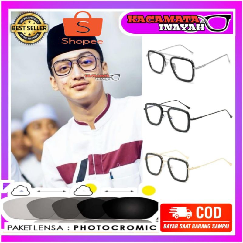 KACAMATA GUS AZMI ANTIRADIASI | Kacamata photocromic | kacamata murah | Frame kacamata Tony stark | 