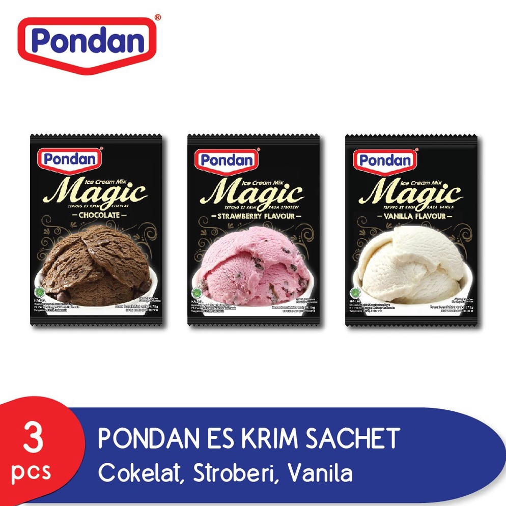 

Pondan Paket Es Krim Sachet Cokelat vanila stroberi