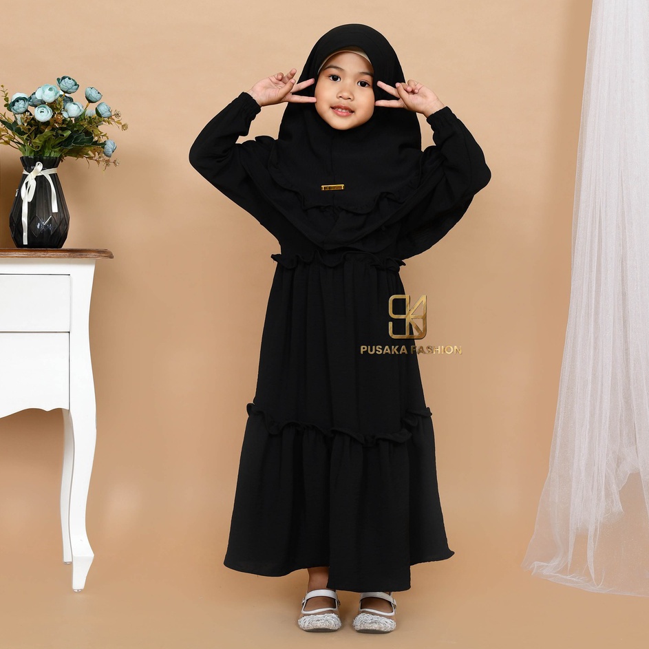 Ready TrxWw3W7 JIIRA baju gamis syari anak perempuan cringkle fashion muslim terbaru FREE hijab khim