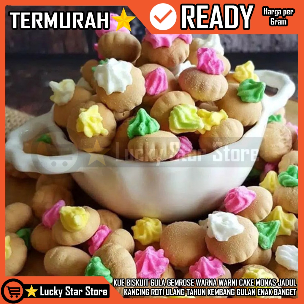 

Kepala Lilin Biskuit Kancing Cluitan Kue Monas Gembros Gem Rose Gemrose Bunga Kembang Gula Jajanan Jajan Lebaran Idul Fitri Cemilan Imlek Jadul Warna-Warni Beskuit Biscuit Jaman Dulu Enak Manis Renyah Lezat Isi 500gram Gr Wafer RDS4