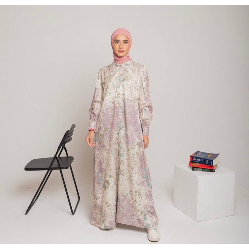 L dress splatter dauky gamis dauky