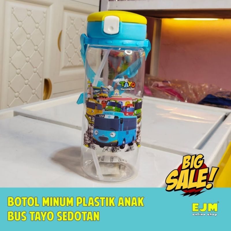 BOTOL MINUM PLASTIK ANAK BUS TAYO SEDOTAN