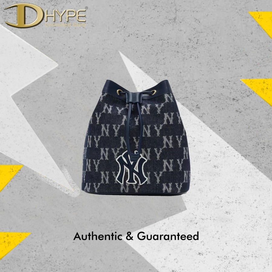 MLB NY YANKEES DENIM BUCKET BAG NAVY 100% Authentic