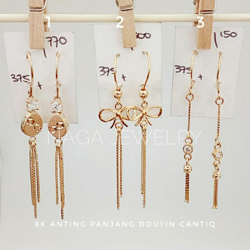 ANTING DOUYIN PANJANG VANCY PITA TETES EMAS KADAR 375