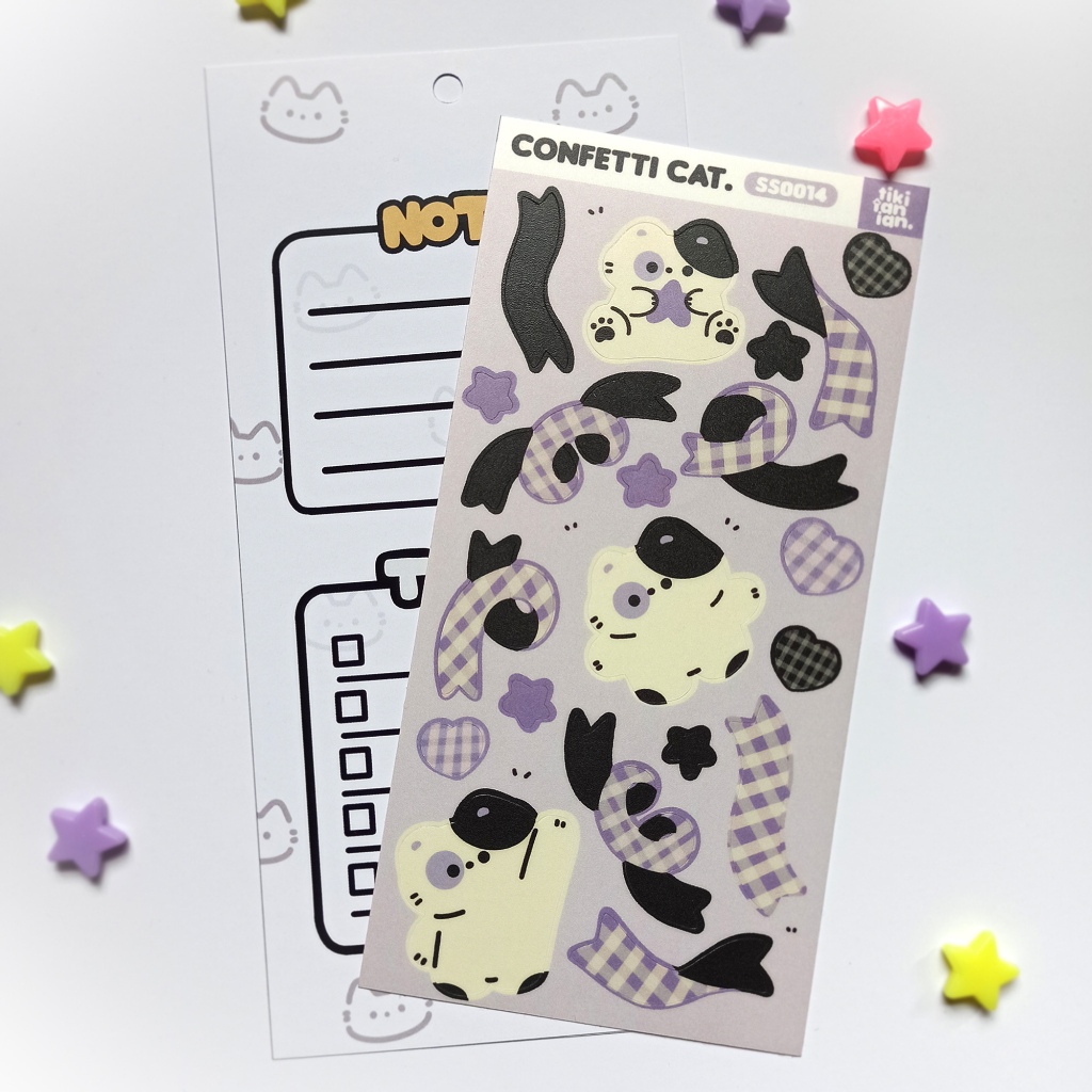 

Sticker Sheet Kucing Confetti Cat Jurnaling dan Deco by Tikitanian