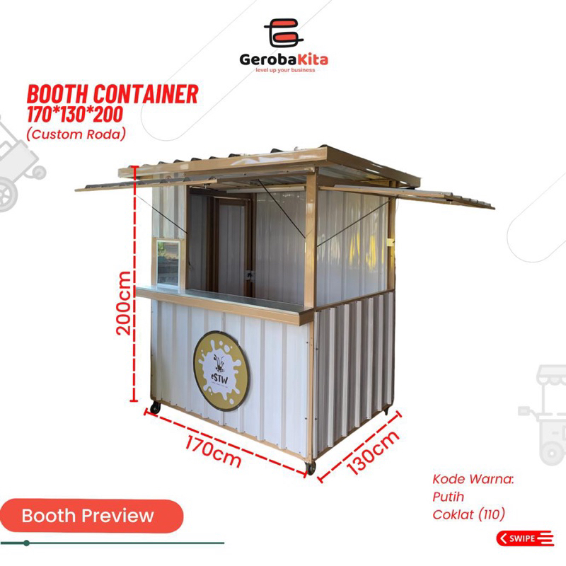 Booth Container 170x130x200 Custom Kaca
