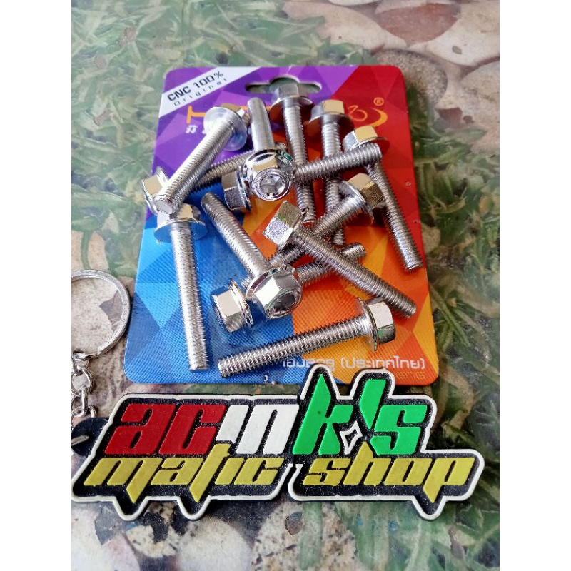 BAUT M6×35 DRAT 10 PANJANG 3.5CM STAINLESS 2KUNCI HENG ORIGINAL (1BAUT)