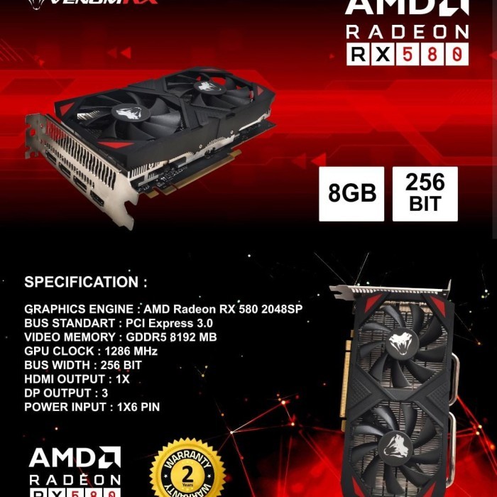 VenomRX Radeon RX 580 8GB GDDR5 256Bit VGA RX580