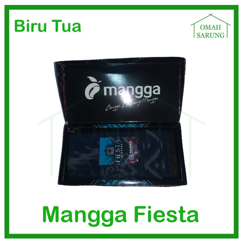 Sarung Tenun Mangga Fiesta Kembang Warna Biru Tua Original Premium OMAH SARUNG