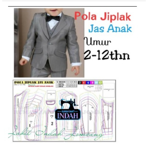 Pola jiplak Pola Jahit POLA JAS ANAK UKURAN 2-12 TAHUN