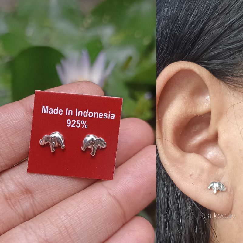 giwang tindik perak bali model gajah