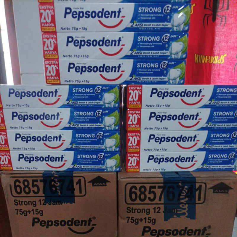 pepsodent strong 75gr+15gr 1pack isi 12