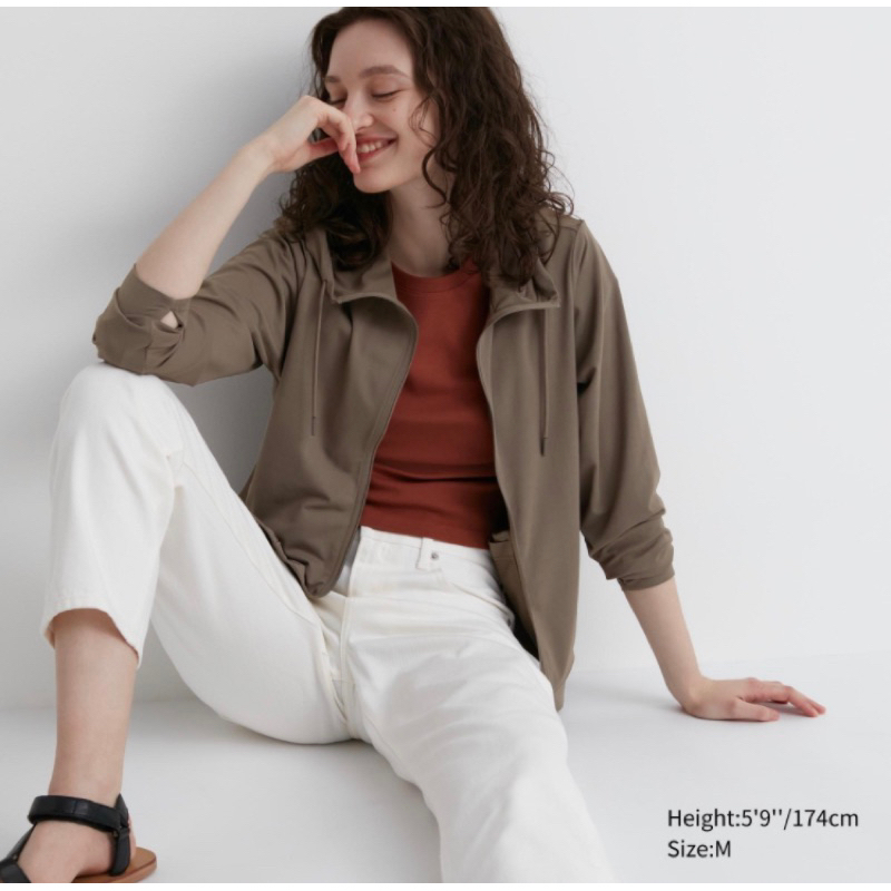 [XXL] Uniqlo AIRISM UV Protection Mesh Long Sleeve Hoodie Olive