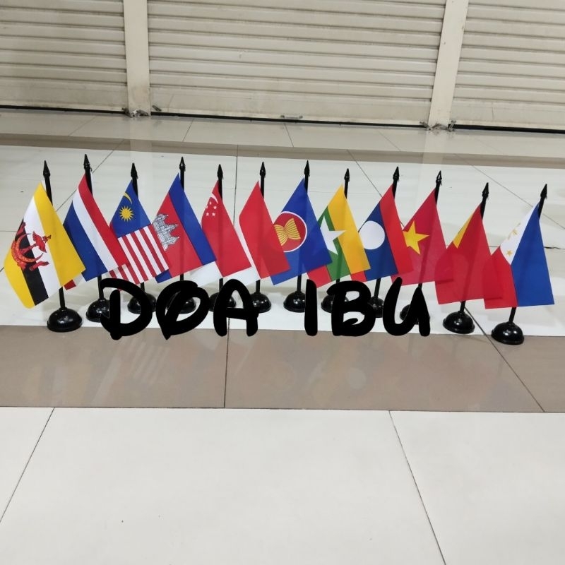 

best seller tiang kayu meja+bendera grup ASEAN 1set(12biji)