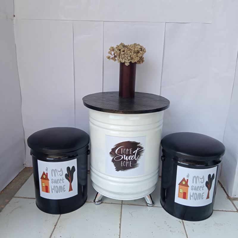 Mewah Kursi Tong Meja Drum Besi Kursi Teras Kursi Cafe 2 Kursi 1 Meja ✓Custome ✓ Reguest
