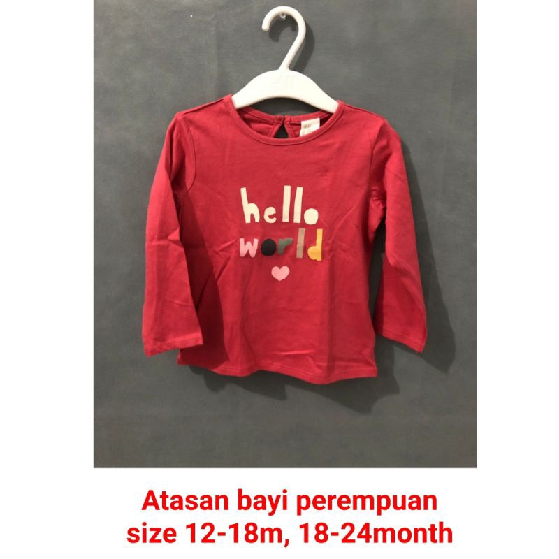 H&M new ori baju atasan bayi perempuan pink fuchia