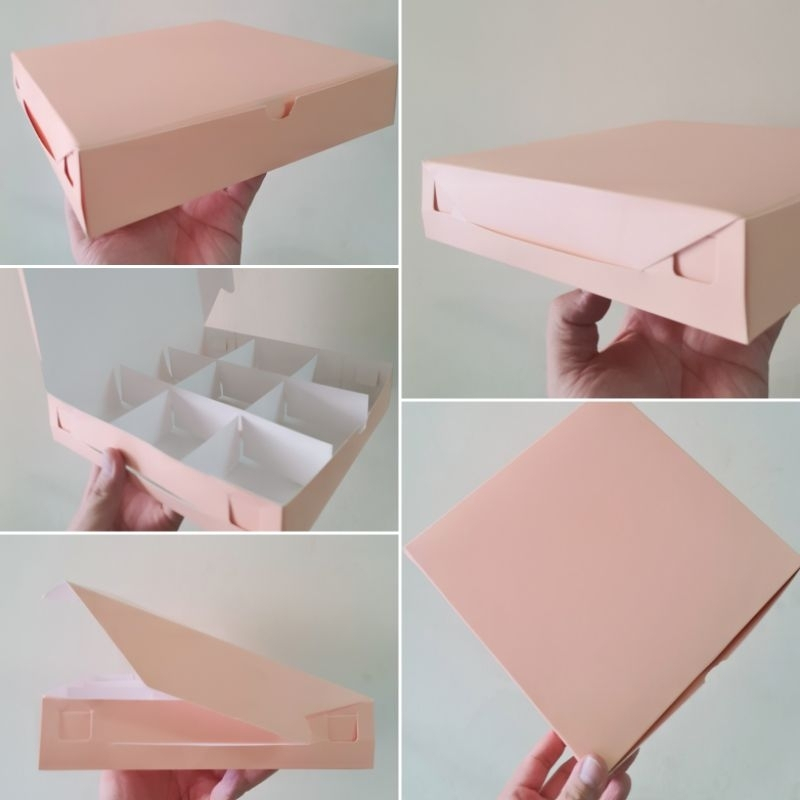 

10 Pcs Dus Box Eggtart Motif Polos Warna Pink Sekat 9 Size 7.3 cm