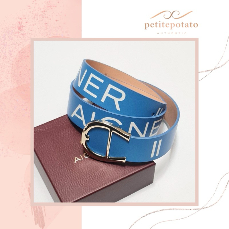 IKAT PINGGANG BRANDED WANITA AIGNER WOMAN LOGO BUCKLE BELT 3 CM