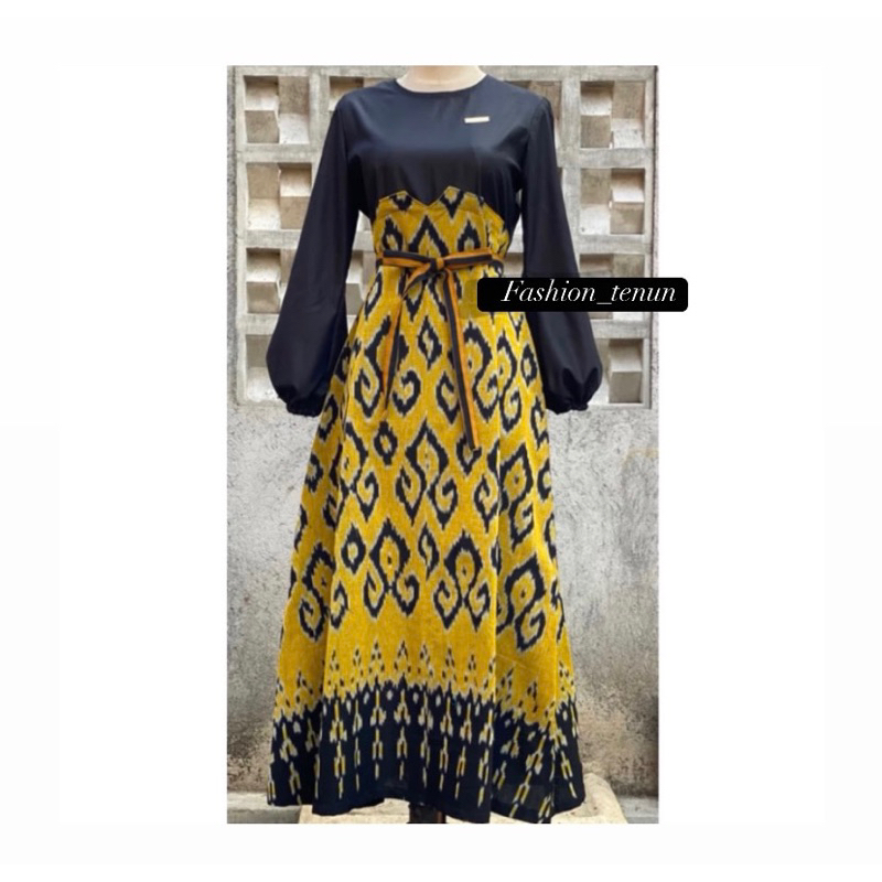 couple tenun - couple etnik - gamis tenun  - gamis modern - gamis wanita - dress lebaran - dress dan