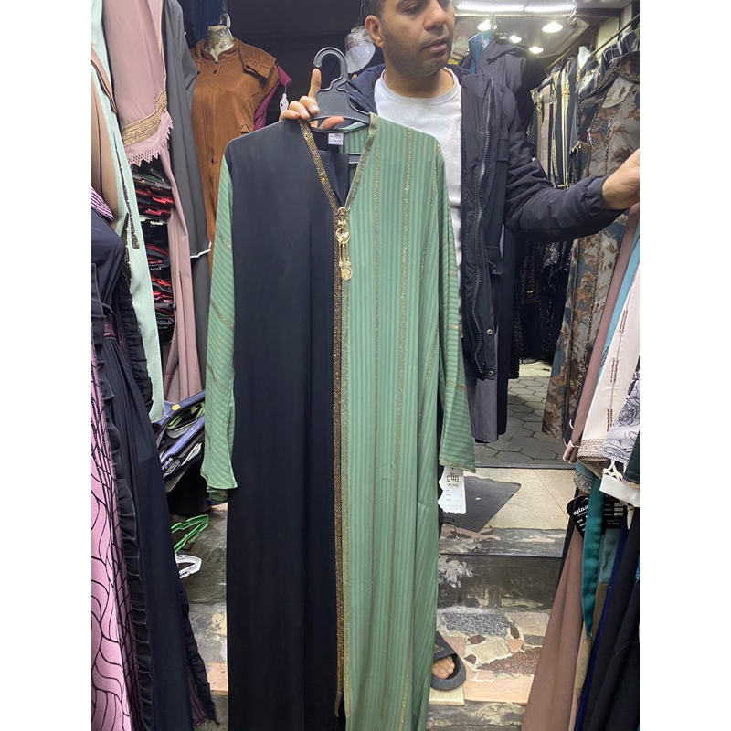 abaya hitam hijau / impor mesir