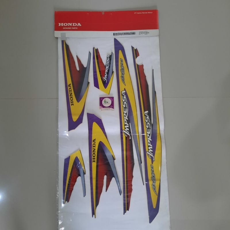 Stiker Striping Astrea Grand Impressa 2001 Merah Kuning Original AHM