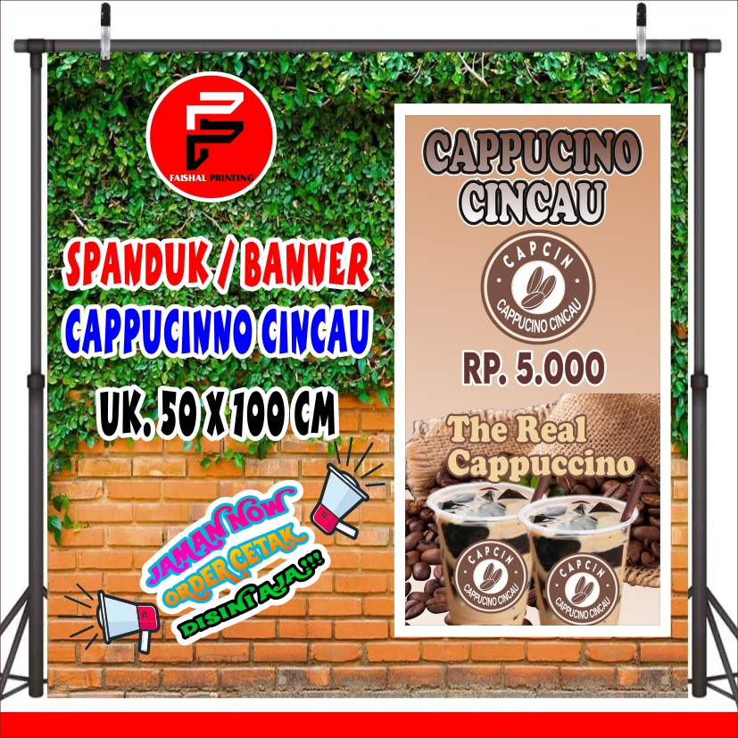 Banner Es Cappucino Cincau / Bannner Es Capcin Ukuran 50 x 100 cm