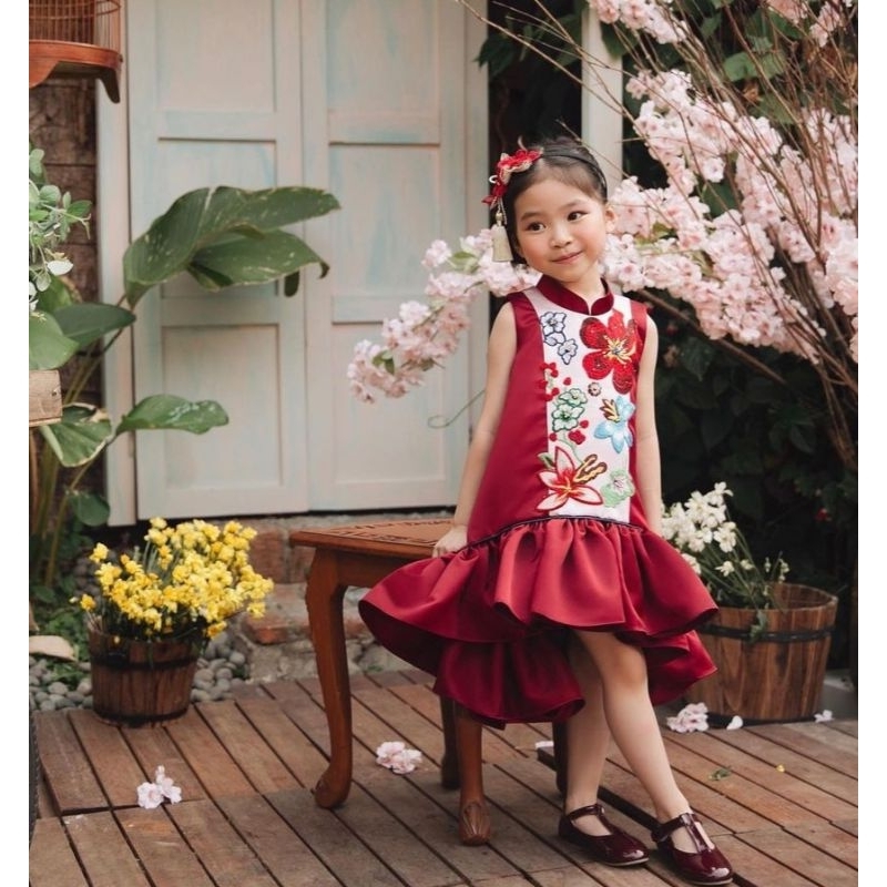 Preloved Poppuri Aubrey Dress Imlek Chinese New Year Anak Perempuan