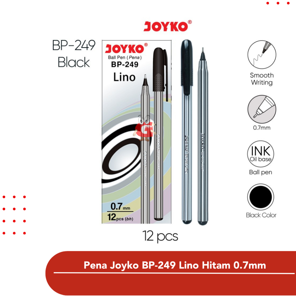 

Pulpen / Joyko Ball Pen / Pena Joyko BP-249 Lino Hitam 0.7mm