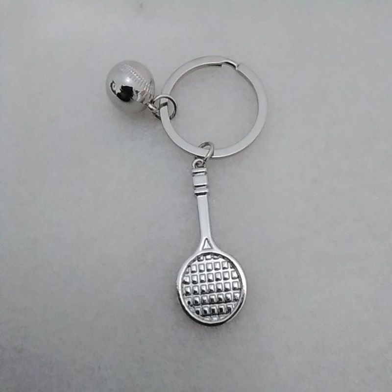 Gantungan kunci tennis lapangan tenis lapangan bola dan raket